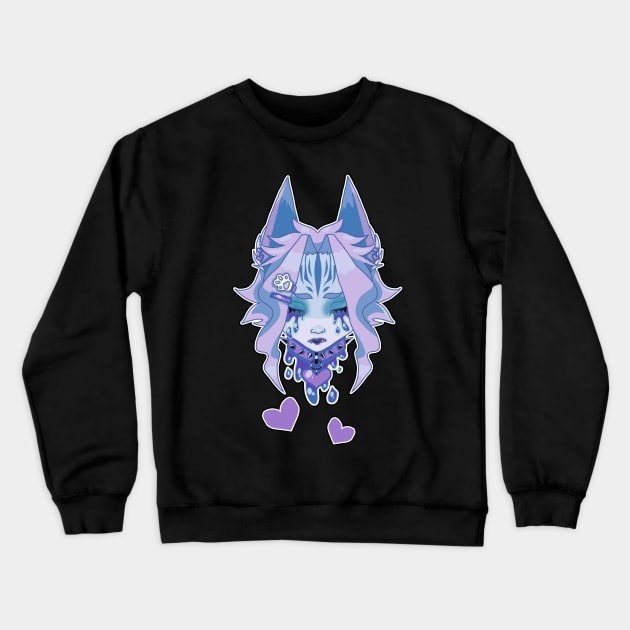 Drippy Blue Neko Crewneck Sweatshirt by Grimslynne